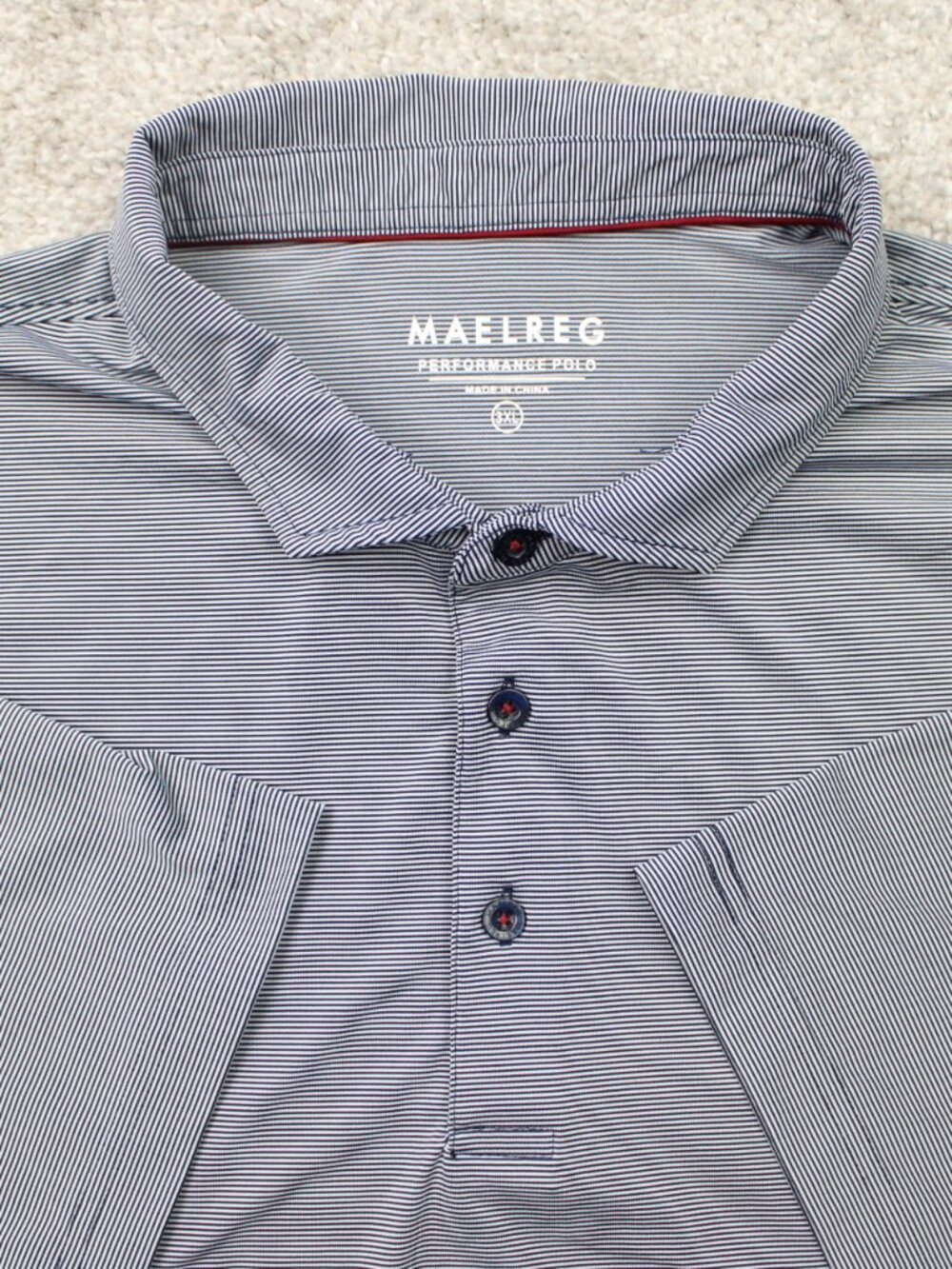 Maelreg Performance Polo Shirt Mens 3XL Black/White Striped Golf Short Sleeve
